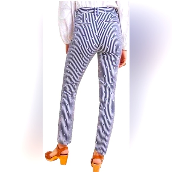 Anthropologie The Essential Slim Blue & White Striped Pants - Picture 4 of 9